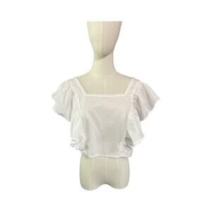 White Ruffle HT 360 Collective Crop Top Tie Back Women’s Size XXL Smocked
